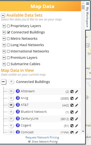 Fiber Map Data in View snapshot